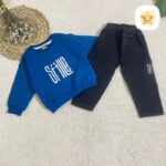 بلوز شلوار جین پسرانه مدل smile کیفیت عالی 2 تا 10 سال آبی - نی نی استار