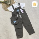 ست 3تکه تیشرت + کیف + بیلر کتان دخترانه کیفیت فوق عالی! سبز تیره - نی نی استار