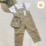 ست 3تکه تیشرت + کیف + بیلر کتان دخترانه کیفیت فوق عالی! نسکافه ای - نی نی استار