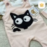 3 تکه نوزادی دخترانه بلوز + بیلر + کلاه گربه پولیشی برند SHAHIN 2 - نی نی استار