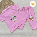 تیشرت شلوارک دخترانه برند DENIZ خرگوش و هویج مناسب 2 تا 6 سال صورتی - نی نی استار