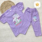 تیشرت شلوارک دخترانه برند DENIZ خرگوش و هویج مناسب 4 تا 8 سال بنفش - نی نی استار