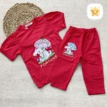 تیشرت شلوارک دخترانه برند DENIZ خرگوش و هویج مناسب 4 تا 8 سال سرخابی - نی نی استار