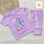 تیشرت شلوارک دخترانه برند DENIZ موش و گربه مناسب 2 تا 6 سال بنفش - نی نی استار