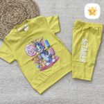 تیشرت شلوارک دخترانه برند DENIZ موش و گربه مناسب 2 تا 6 سال زرد - نی نی استار
