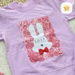 تیشرت شلوارک دخترانه جنس پنبه خرگوش و گل مناسب 2 تا 6 سال بنفش - نی نی استار