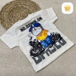 تیشرت شلوارک پسرانه جین برند DZININ مناسب 2 تا 6 سال سفید - نی نی استار