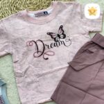 تیشرت شلوارک کتان دخترانه جنس عالی طرح پروانه - نی نی استار