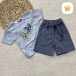 تیشرت شلوارک کتان دخترانه جنس عالی طرح پروانه آبی - نی نی استار