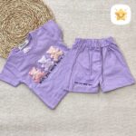 تیشرت شورت دخترانه پنبه برند DENIZ 3 خرس مناسب 1 الی 2 سال بنفش - نی نی استار