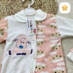 ست 2 تکه کلاه و سرهمی نوزادی دخترانه مدل بره صورتی 2 - نی نی استار