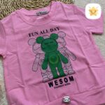 تیشرت دخترانه پنبه مدل خرس رباتی مناسب 1 تا 8 سال صورتی - نی نی استار