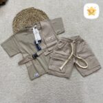 تیشرت شلوارک پسرانه مدل جلیقه کتان جنس فوق عالی مناسب 2 تا 10 سال کرم - نی نی استار