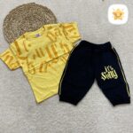 تیشرت شلوارک پسرانه مدل حروف جنس پنبه گرم بالا مناسب 2 تا 6 سال زرد - نی نی استار