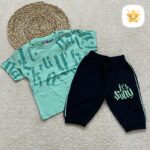 تیشرت شلوارک پسرانه مدل حروف جنس پنبه گرم بالا مناسب 2 تا 6 سال سبز - نی نی استار