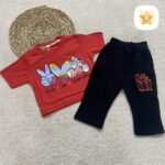 تیشرت شلواک دخترانه برند VENIZ طرح قلب مناسب 2 تا 6 سال قرمز - نی نی استار