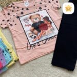 تیشرت و ساپورت دخترانه پنبه مدل دختر و خرس توپی 1 تا 4 سال 2 - نی نی استار