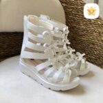 صندل دخترانه ساق دار مدل گلادیاتور سایز 25 سفید - نی نی استار