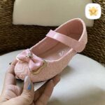 کفش دخترانه تخت وارداتی برند kenike سایز 25 تا 30 گیپور صورتی 2 - نی نی استار