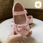 کفش دخترانه تخت وارداتی برند kenike سایز 25 تا 30 گیپور صورتی 3 - نی نی استار