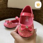 کفش دخترانه تخت وارداتی برند kenike سایز 25 تا 30 گیپور گلبهی 3 - نی نی استار