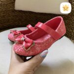 کفش دخترانه تخت وارداتی برند kenike سایز 25 تا 30 گیپور گلبهی2 - نی نی استار