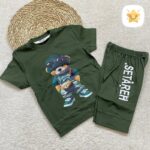 تیشرت شلوارک پسرانه جنس پنبه تدی برند ستاره 2تا 6 سال سبز - نی نی استار