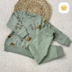 بلوز شلوار اسپرت بیسکوییتی (دختر و پسر) مدل گربه سبز - نی نی استار