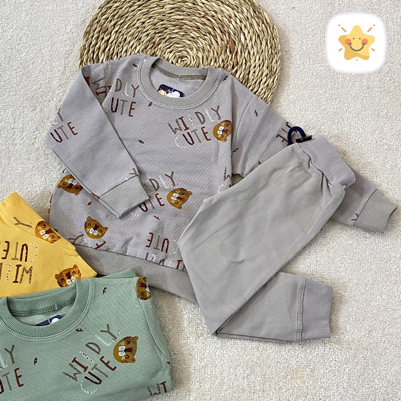 بلوز شلوار اسپرت بیسکوییتی (دختر و پسر) مدل گربه - نی نی استار