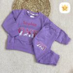 بلوز شلوار دخترانه جنس پنبه عالی مدل one بنفش - نی نی استار