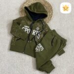 سویشرت و شلوار پسرانه داخل خز دار مدل sport زیتونی - نی نی استار