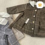 پالتو دخترانه کلاهدار و پشمی سایز کوچک قهوه ای تیره - نی نی استار