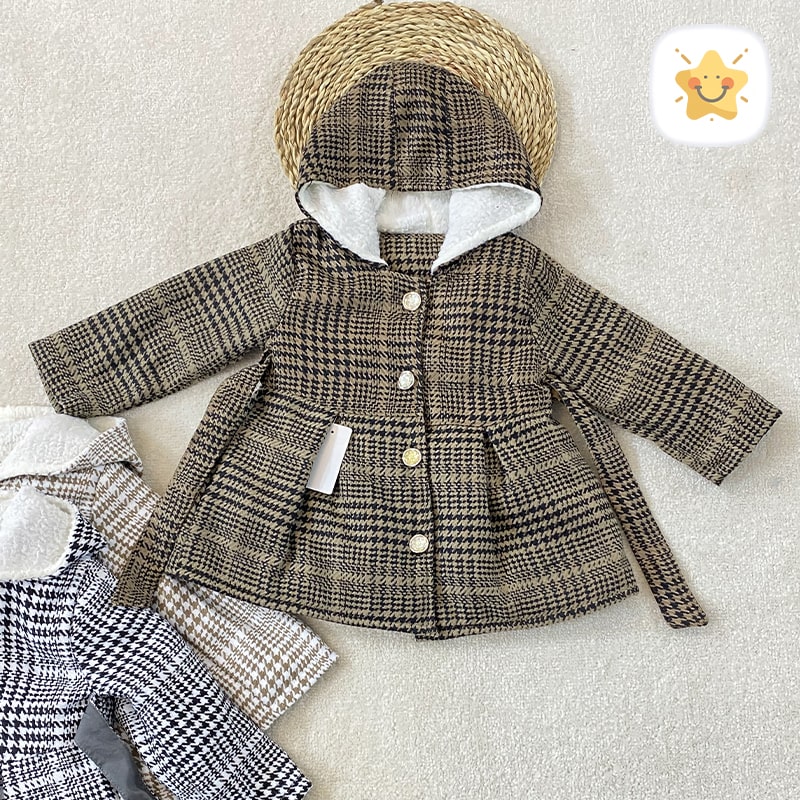 پالتو دخترانه کلاهدار و پشمی سایز کوچک - نی نی استار