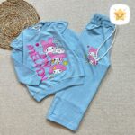 بلوز شلوار دخترانه بگ جنس پنبه برند DENIZ ملودی مناسب 6 تا 9 سال آبی - نی نی استار