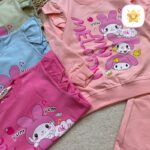 بلوز شلوار دخترانه بگ جنس پنبه برند DENIZ ملودی مناسب 6 تا 9 سال صورتی روشن - نی نی استار