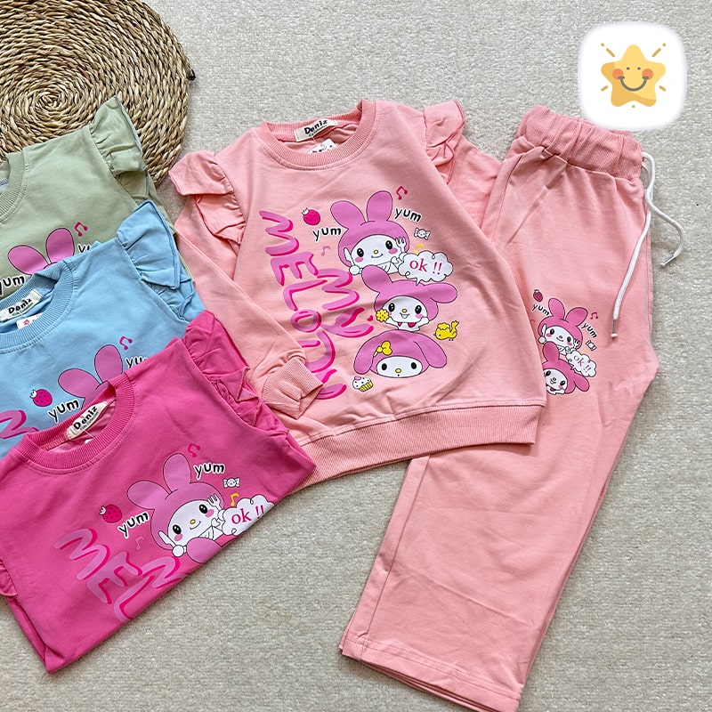 بلوز شلوار دخترانه بگ جنس پنبه برند DENIZ ملودی مناسب 6 تا 9 سال - نی نی استار