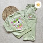 بلوز شلوار دخترانه بگ جنس پنبه عالی لبوبو برند DENIZ مناسب 4 تا 8 سال سبز