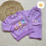بلوز شلوار دخترانه بگ جوجه خرگوش جنس پنبه برند DENIZ مناسب 9 ماه تا 2 سال بنفش - نی نی استار
