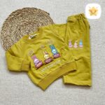 بلوز شلوار دخترانه بگ جوجه خرگوش جنس پنبه برند DENIZ مناسب 9 ماه تا 2 سال خردلی - نی نی استار