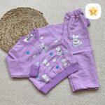 بلوز شلوار دخترانه بگ خرگوش و ابر جنس پنبه برند DENIZ مناسب 9 ماه تا 2 سال بنفش - نی نی استار