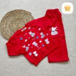 بلوز شلوار دخترانه بگ خرگوش و ابر جنس پنبه برند DENIZ مناسب 9 ماه تا 2 سال سرخابی - نی نی استار