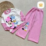 بلوز شلوار دخترانه داخل کرک برند DENIZ میکی موس جنس عالی مناسب 2 تا 6 سال صورتی
