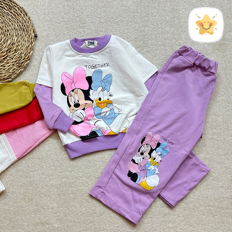 بلوز شلوار دخترانه داخل کرک برند DENIZ میکی موس جنس عالی مناسب 2 تا 6 سال - نی نی استار