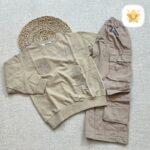 بلوز شلوار پسرانه کتان کارگو جنس فوق العاده عالی مناسب 2 تا 10 سال کرم - نی نی استار