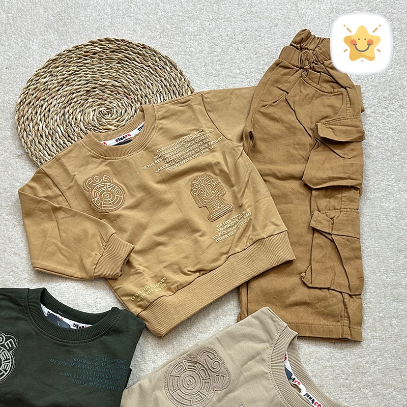 بلوز شلوار پسرانه کتان کارگو جنس فوق العاده عالی مناسب 2 تا 10 سال - نی نی استار