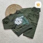 بلوز شلوار کتان پسرانه کیفیت عالی مدل حروف مناسب 2 تا 10 سال سبز تیره - نی نی استار