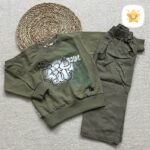 بلوز شلوار کتان پسرانه کیفیت عالی مدل حروف مناسب 2 تا 10 سال سبز روشن - نی نی استار