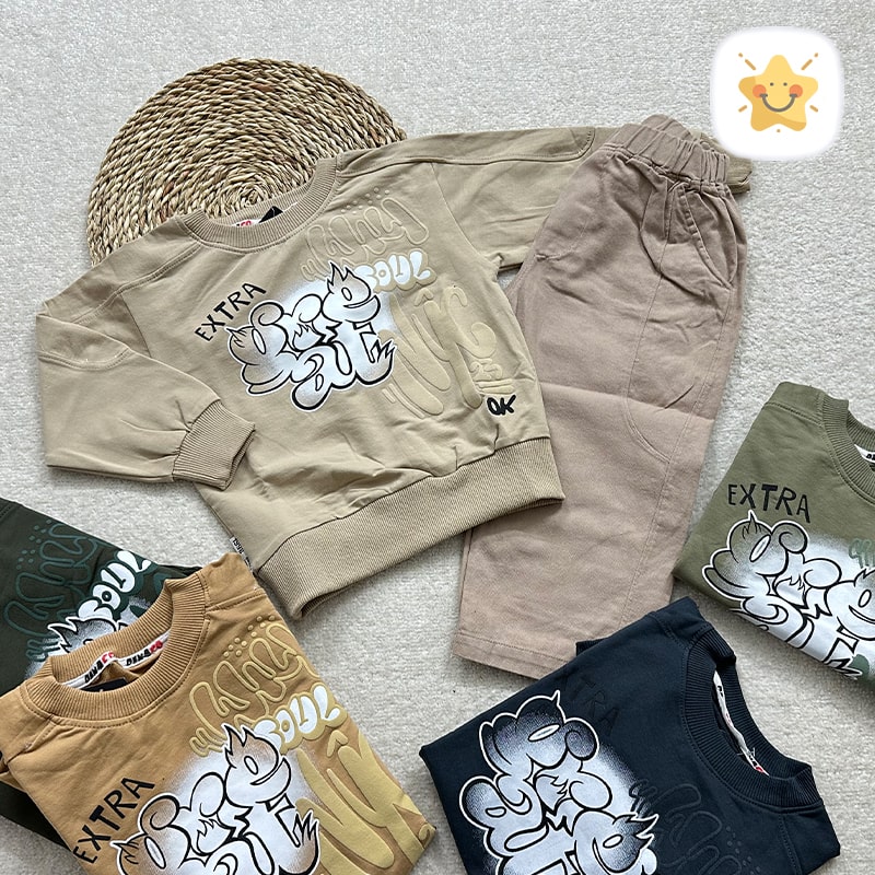 بلوز شلوار کتان پسرانه کیفیت عالی مدل حروف مناسب 2 تا 10 سال - نی نی استار