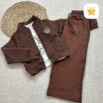 ست 3 تکه سوئیشرت و تیشرت و شلوار دخترانه جنس عالی مناسب 2 تا 6 سال قهوه ای - نی نی استار