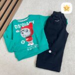 بلوز شلوار بگ کتان ( دختر و پسر ) جنس عالی برند ok خرس عینکی مناسب 1 تا 2 سال سبز - نی نی استار